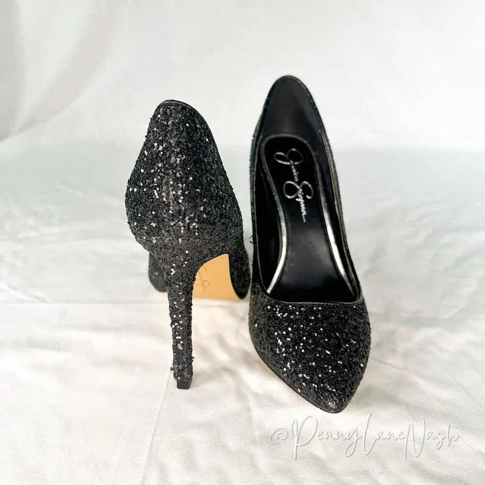 Jessica Simpson Veronica Glitter Pumps Black Size 8 - Picture 6 of 9